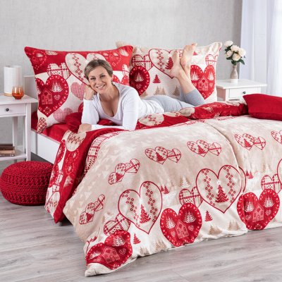 decoDoma povlečení z mikroplyše SRDCE 140x200 70x90 – Zboží Mobilmania