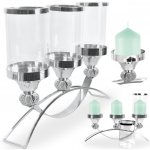 Glamour svícen, stříbrný skleněný, svatební lucerna, velká – Zboží Dáma