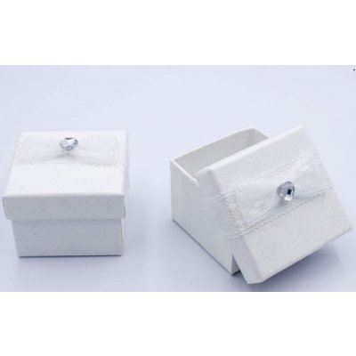 Mareb dárková krabička na šperky s mašlí a kamínkem bílá 5 x 5 cm – Zboží Mobilmania
