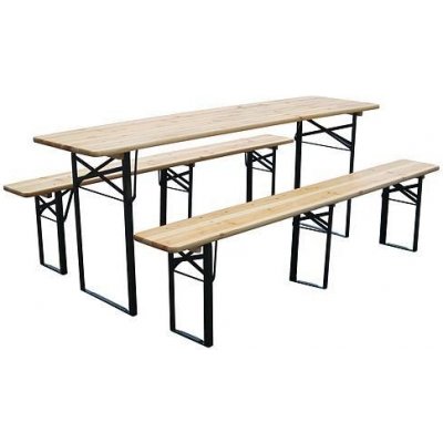 STREND Set Pivní DORTMUND Standard3, stůl 175x46x77 cm, 2x lavice 175x23x47 cm, dřevo 25 mm ST802027A – Zboží Mobilmania