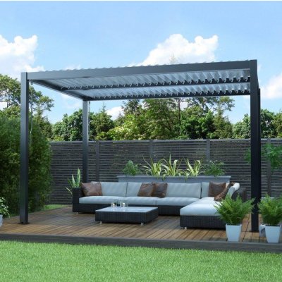 Avenberg Hliníková bioklimatická pergola s lamelami 4 x 4 m antracit Za23141 – Sleviste.cz