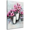 Obraz Gario Ručně malovaný obraz Růžové magnolie ve váze Rozměry: 70 x 100 cm