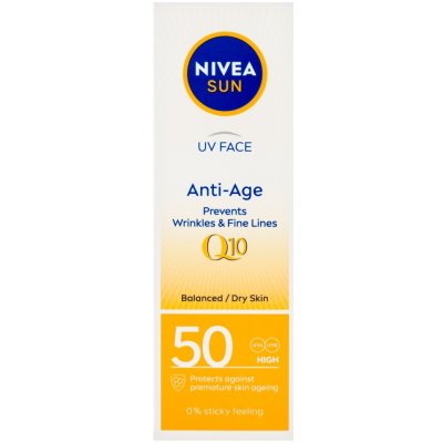 Nivea Sun pleťový krém na opalování proti vráskám Q10 OF50 50ml – Hledejceny.cz