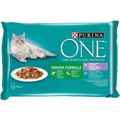 Purina ONE Indoor Formula tuňák telecí 4 x 85 g