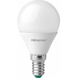 Megaman LED žárovka E14 kapka 4,9W, opálová, teplá bílá MM21084