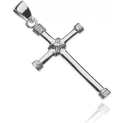 Šperky eshop Stříbrný kříž oválné cípy zdobené omotaným lankem Z5.18 – Zboží Mobilmania