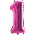 Grabo Nafukovací balónek číslo 1 růžový 102 cm extra velký – Zboží Dáma