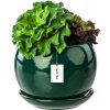 Květináč a truhlík botle Květináč láhev zelená koule mísa s podšálkem kulatá 140 x 130 mm povrch lesk keramika moderní glamour