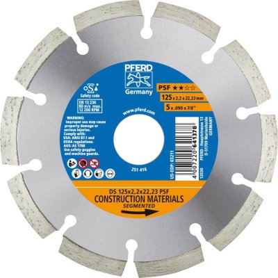 PFERD TOOLS 68012221 Ds Psf diamantový řezný kotouč Průměr 125 mm Ø otvoru 22.23 mm 1 ks – Zboží Dáma