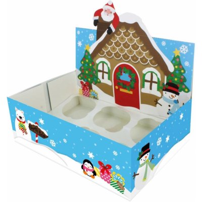 Vánoční krabička na mufinny na 6/12 muffinů vánoční dům 1ks Culpitt