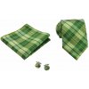 Kravata Zelený Set kravata kapesník a manžetové knoflíčky Check