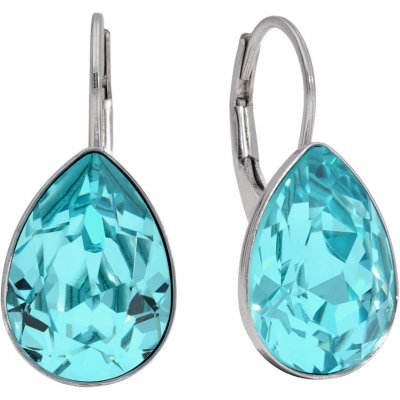 Swarovski Elements Pear stříbrné visací modré slzičky kapky 31242.3 Light Turquoise modrá světlá tyrkysová – Zbozi.Blesk.cz