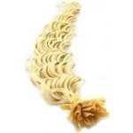 Kudrnaté vlasy k prodlužování keratinem 50cm nejsvětlejší blond 1 pramen 0,5 gramů – Zboží Dáma