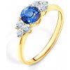 Prsteny Savicky zásnubní prsten Fairytale žluté zlato modrý safír bílé safíry PI Z FAIR80