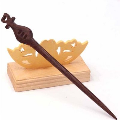 Lychee Dřevěná jehlice do vlasů ve stylu - Pchi-pcha (Čínská loutna) – Zboží Mobilmania