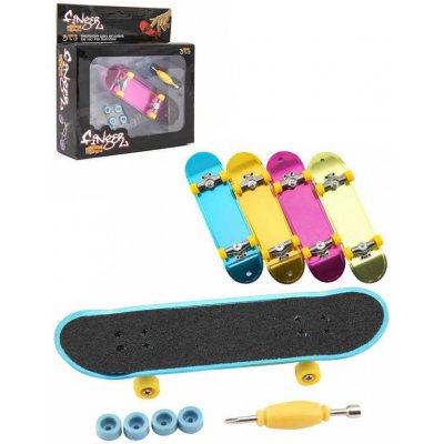 Teddies Skateboard prstový šroubovací plast 9cm s doplňky 4 barvy v krabičce 14x14x4cm