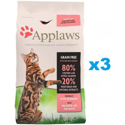Applaws Cat Dry Adult Chicken with Extra Salmon kuře a losos 3 x 2 kg