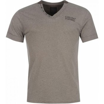 Firetrap Striding V Neck T Shirt Mens Grey Marl