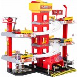 RKToys Víceúrovňové parkoviště Hasičská stanice se světly zvuky a 12 autíčky – Sleviste.cz