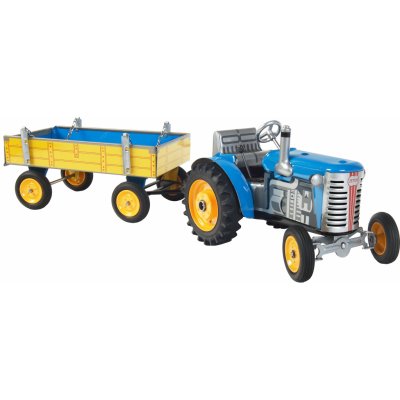 Kovap Traktor ZETOR s valníkem kovové disky modrý