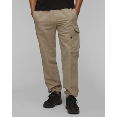 C.p. Company Cotton/linen Loose Pants V Khaki Barevném Odstínu – Sleviste.cz
