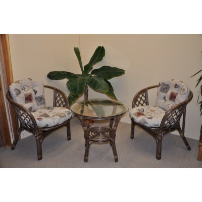 Ratanová sedací souprava Bahama hnědá 2+1, polstr motiv srdce LOVE – Zboží Dáma