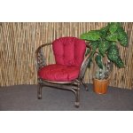 Ratanové křeslo Bahama hnědé polstr vínový – Sleviste.cz