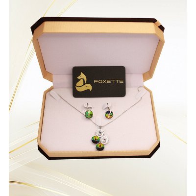 Foxette souprava šperků Swarovski VM Krystal Green Modrá JF_0133 – Zboží Dáma