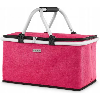 ZAGATTO Piknikový koš skládací termokoš s rámem na piknik L růžová ZG746 – Zboží Mobilmania