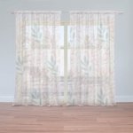 Sablio Záclony Růžové a modré lístky : 2ks 150x250cm – Hledejceny.cz