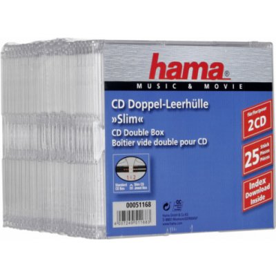 1x25 Hama CD-obaly CD-Box- Slim Double 51168 – Zboží Živě