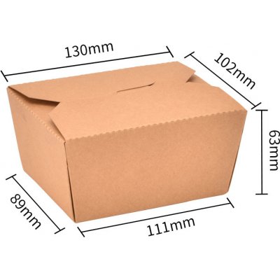 www.zatavitelnemisky.cz Papírový box EKO na jídlo 151x120x65 mm Kraft s chlopněmi 1300 ml