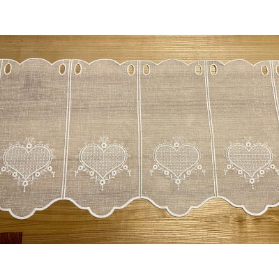 Luxusní vyšívaná záclona GERSTER SRDÍČKO 11807 smetanová 50 cm – Zboží Mobilmania
