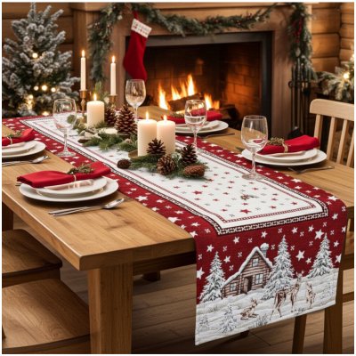Mondo Vánoční gobelínový běhoun Chenille IT029 Rudá 40x180 cm – Sleviste.cz