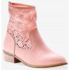 Dámské kotníkové boty Blancheporte nízké boty s macramé růžová