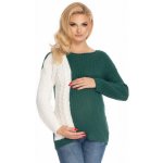 Be MaaMaa těhotenský svetr pletený vzor zelená bílá – Zboží Mobilmania