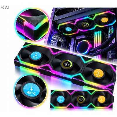 Lian Li UNI FAN SL Wireless LCD 120 Black 3ks včetně ovladače 12RSLLCD1W3B – Hledejceny.cz