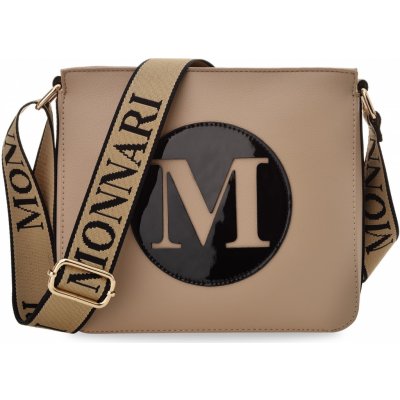 Monnari prostorná okouzlující messenger taška na sportovním popruhu elegantní kabelka s velkým logem béžová – Zboží Mobilmania