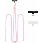 Tech-Protect C7S CrossBody – popruh, šnůrka na telefon s 2x vložkou pod kryt růžová /zlatá – Zboží Živě