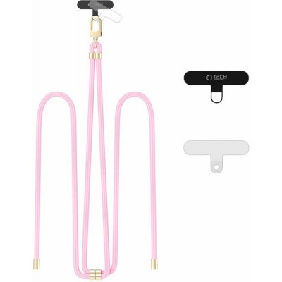 Tech-Protect C7S CrossBody – popruh, šnůrka na telefon s 2x vložkou pod kryt růžová /zlatá – Zboží Živě