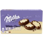 Milka White Choco Mini Stars kakaové sušenky, mléčná náplň a bílá čokoláda 150 g – Zbozi.Blesk.cz