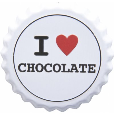 Nástěnná plechová cedule I love chocolate - Ø 13 cm