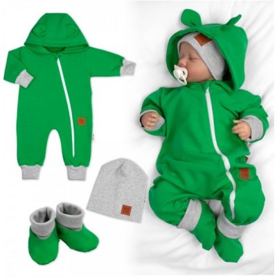 Baby Nellys Rastúci teplákový overal pre bábätko, čiapky, topánky, 3D, Nature zelený – Zboží Mobilmania