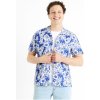 Pánská Košile Celio Dafleuris pánská květovaná lněná košile modrá