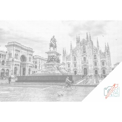 Vymalujsisam.cz Tečkování - Katedrála Duomo di Milano 2 Velikost: 40x60cm, Rámování: Pouze srolované plátno, Barva teček: Černá