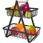 Ruhhy 24265 Dvoupatrový koš na ovoce kov dřevo – Zboží Dáma