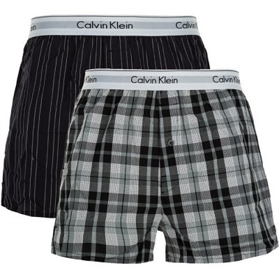 Calvin Klein sada trenek Modern Cotton Stretch Slim Boxer 2P NB1396AJKZ Ryan Stripe Deep Well Hickory Plaid Black