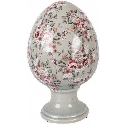 Clayre & Eef Zelené keramické vajíčko s květy Floria XL Ø 17*28 cm – Hledejceny.cz
