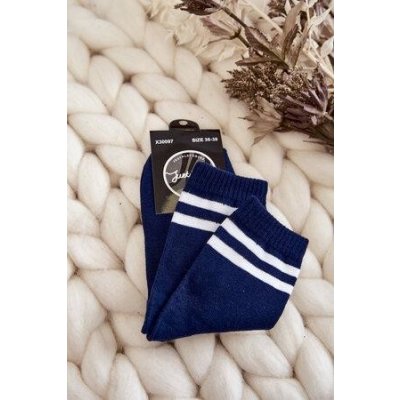 Kesi dámské bavlněné sportovní ponožky s pruhy námořnická modrá Odstíny tmavě modré