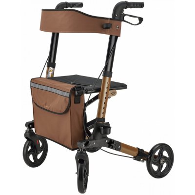 Goleto Čtyřkolové hnědé chodítko pro seniory Rollator – Zboží Mobilmania